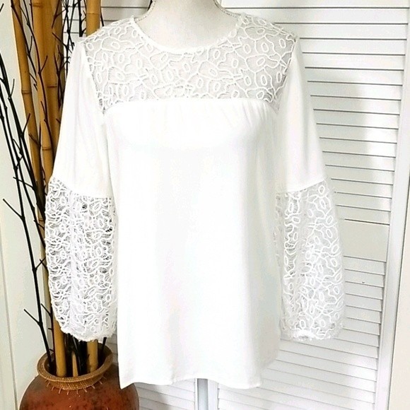 Andrew Marc Tops - NWT Andrew Marc White Top with Crochet Details